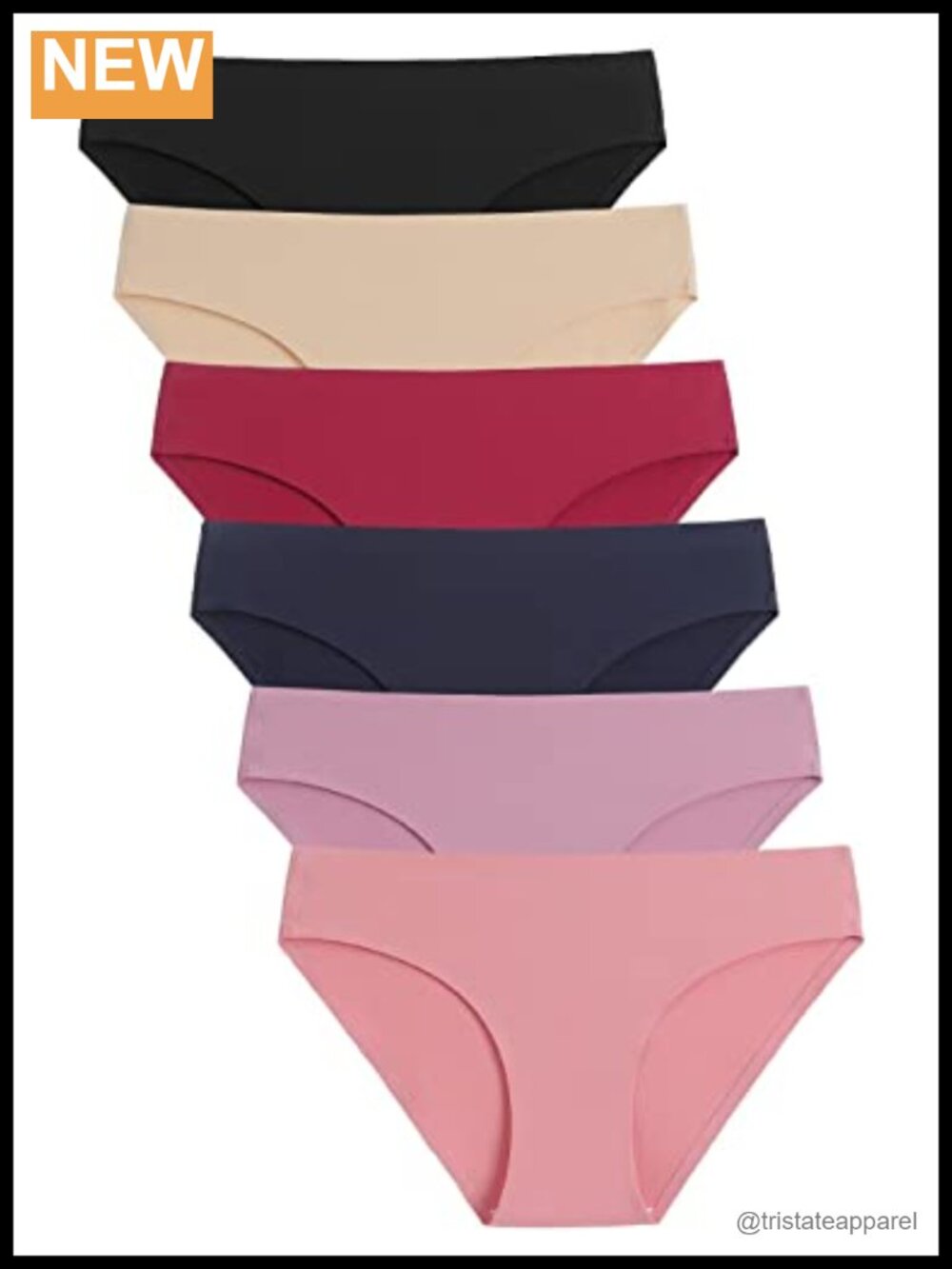 Women's Seamless No Show Bikini Panties 6 Pack Low Rise Nylon Blend